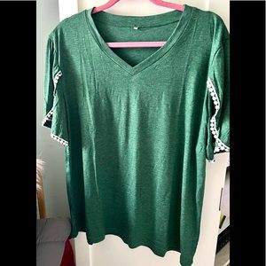 Brand new V-Neck T-shirt with Petal sleeve and lace detail